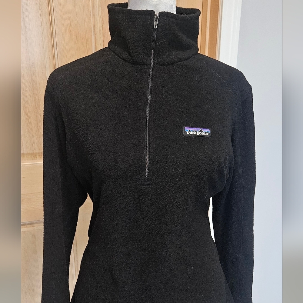 Patagonia Outdoor Quarter Zip Pullover Fleece Jacket Womens Size M Black
